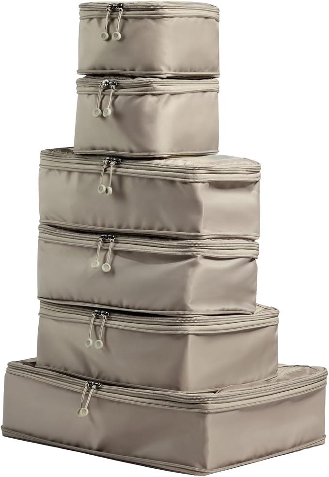 ANTLER - Compression Packing Cubes, Set of 6 Essential Packing Cubes for Suitcases and Backpacks - Holiday, Travel & Accessories Organiser, Easy Clothes and Shoe Storage - Taupe by Unknown