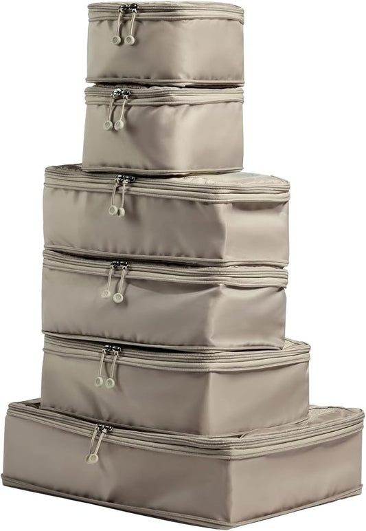ANTLER - Compression Packing Cubes, Set of 6 Essential Packing Cubes for Suitcases and Backpacks - Holiday, Travel & Accessories Organiser, Easy Clothes and Shoe Storage - Taupe by Unknown