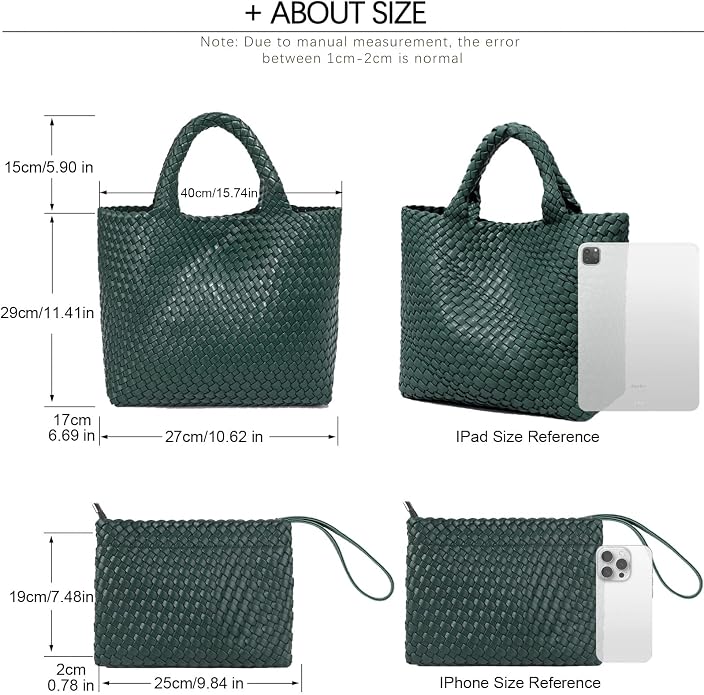 JINMANXUE Fashion Woven Bag Shopper Bag Travel Handbags and Purses Women Tote Bag Large Capacity Shoulder Bags - Image 4