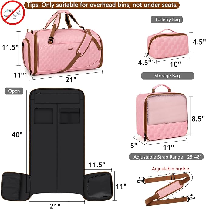 Convertible Garment Bags for Travel - Carry on Garment Duffle Bag with Backpack Straps for Men Women, 4 in 1 Large Travel Duffel Bags with Shoes Compartment Hanging Suit Dress Weekender Bag 3pcs Set - Image 5