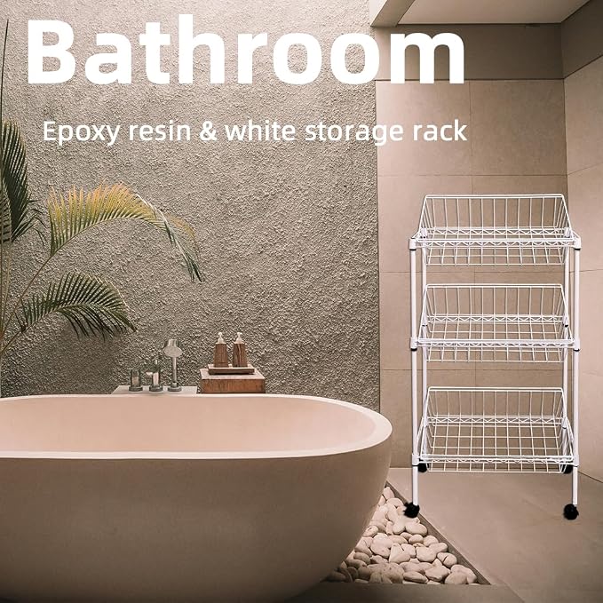 NSF white 3-layer storage rack, kitchen basket rack, vegetable tableware sorting, laundry room dirty clothes storage, detachable storage basket, multifunctional household epoxy resin - Image 9