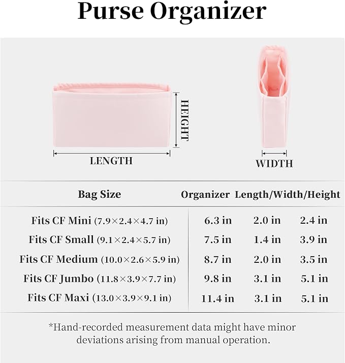Purse Organizer Insert, Silky-Soft Lightweight Design, Multi-Pocket, Keeps Bag Organized & Protects Interior, Fits Chanel Classic Flap Medium, Ideal for Travel & Daily Use(Rose Sakure, CF Medium 25) - Image 7