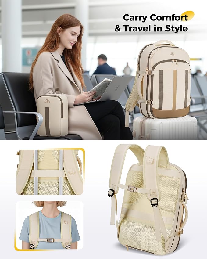 MATEIN HER 18x14x8 Personal Item Backpack with Luggage Tag & Rain Cover | Waterproof, Women Travel Backpack for Frontier Airline, Lightweight, TSA Approved Underseat Bag, Fit 17.3" Laptops, 2 Pcs Set - Image 8