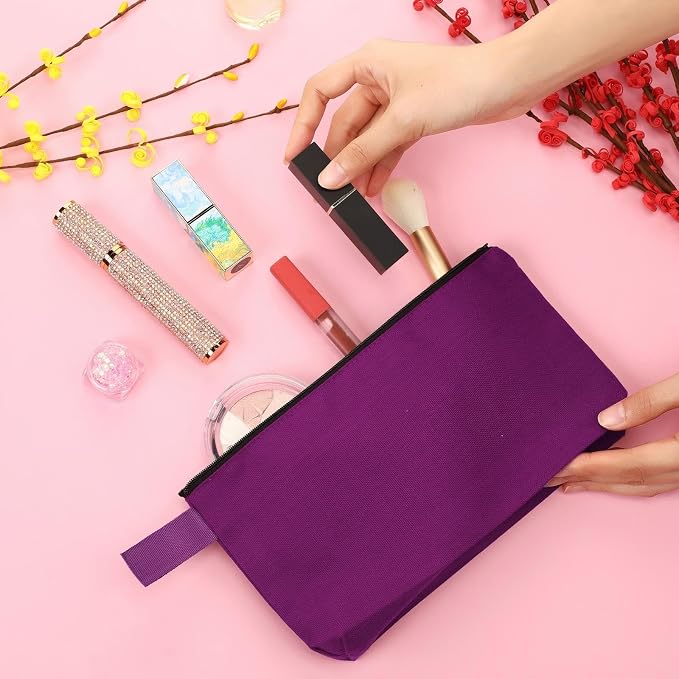 Reginary 60 Pcs Multicolor Canvas Makeup Bag Bulk Portable Travel Cosmetic Pouch Versatile Blank Toiletry Bag with Zipper for Women DIY Craft Purse Pencil Case (7.5 x 5 x 2 Inch) - Image 4