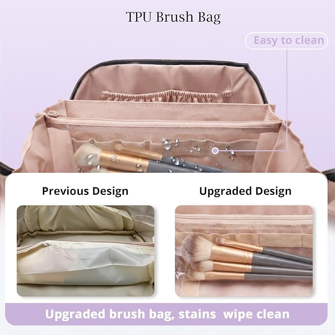 Personalized Gift Travel Makeup Bag: Initial Makeup Organizer Bag for Women | 3-in-1 Custom Make up Bag Set - Vegan Leather Travel Cosmetic Bag - Luxury Gift for Women – Birthday, Anniversary, Graduation - Image 4