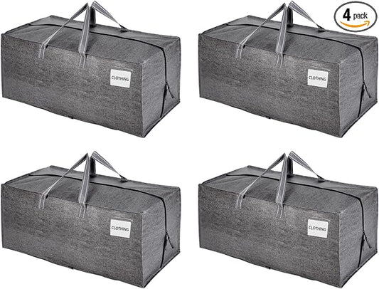 VENO 4 Pack Heavy Duty Moving Bags with Backpack Straps, Zippers & Handles, Extra Large Packing Bags for College Dorm Essentials, Moving Supplies Alternative to Cardboard Moving Boxes by Veno