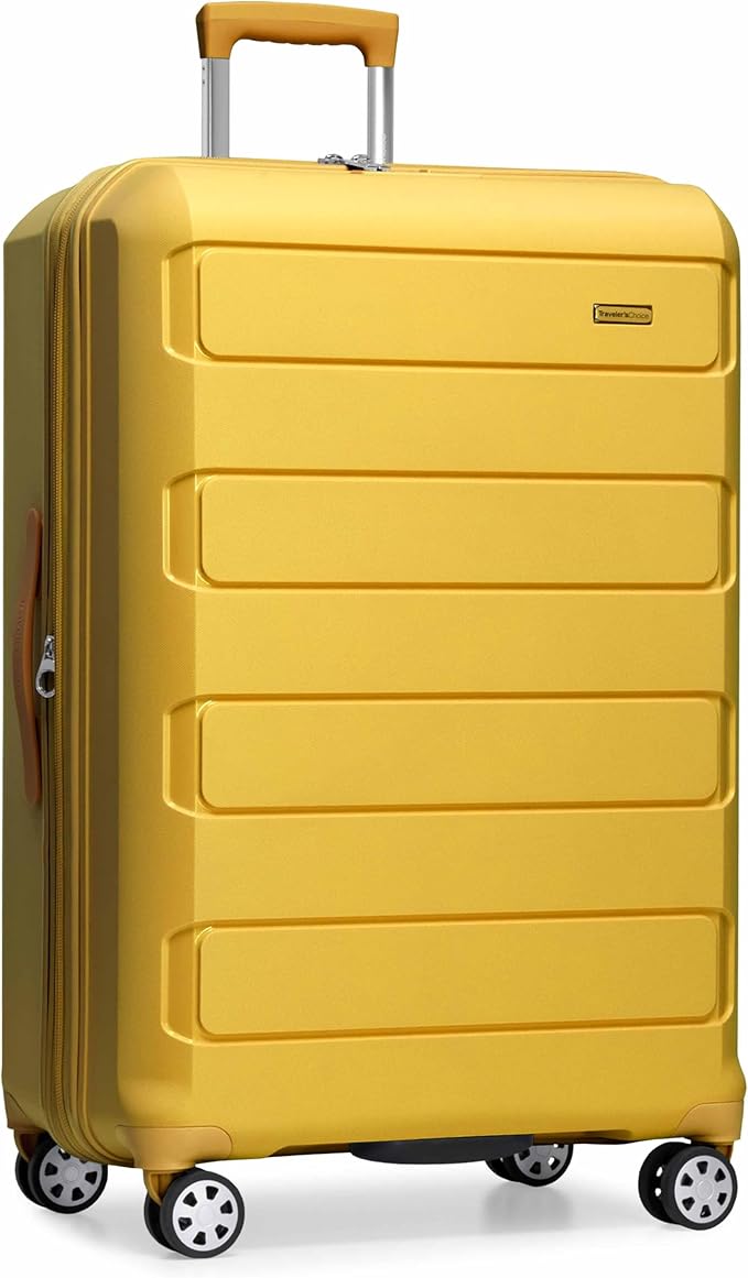 Traveler's Choice Pagosa Hardshell Expandable Luggage with Spinner Wheels, Yellow, 30-Inch Large by TravelersChoice
