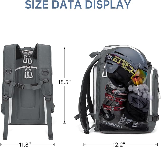 Ski Boot Bag, 50L Ski Boot Travel Backpack for Skis, Snowboard & Accessories, Waterproof Padded Ski Boot Bag Backpack - Image 5