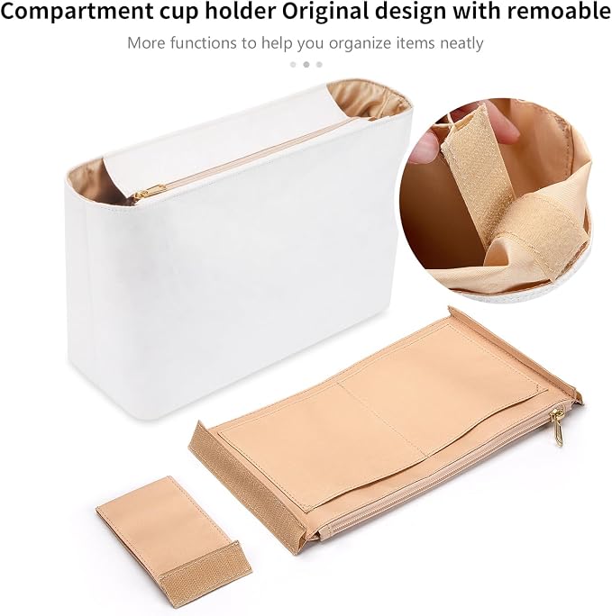 Tote Bag Organizer Insert, Purse Inner Suit for HandBag, Makeup Liner HandBag Shaper (White, PM) - Image 6