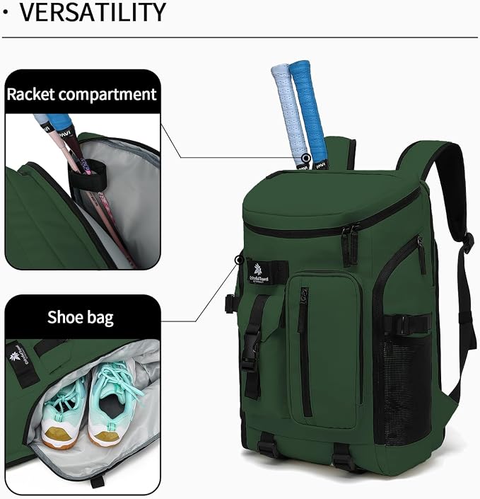 Kalesi Gym Duffle Tennis Bag Backpack 4-Way Waterproof with Shoes Compartment for travel Sport Hiking laptop (Forest green) - Image 5
