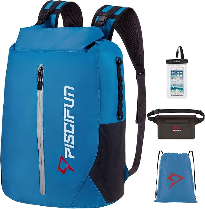 Piscifun Dry Bag Waterproof, Lightweight Dry Backpack Roll-Top Sealed with Waist Pouch and Phone Case Keeps Gear Dry Inside for Kayaking, Boating by Piscifun