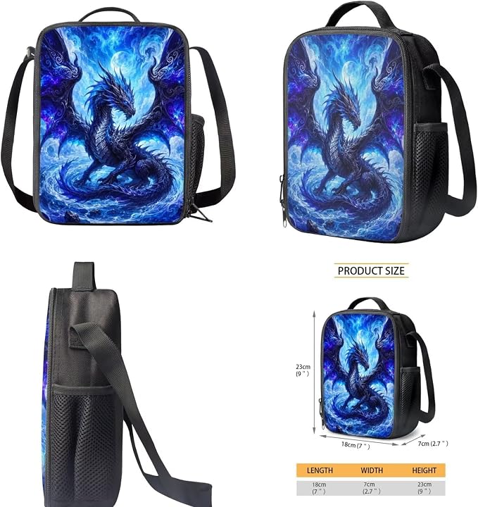 Dragon Backpack with Lunch Box Kids Girls 6-8/8-10 Elementary School Bookbag for 3rd Grade 17in Galaxy Book Bag and Lunchbox 17in Primary Student Back Pack 4PCS Set - Image 5