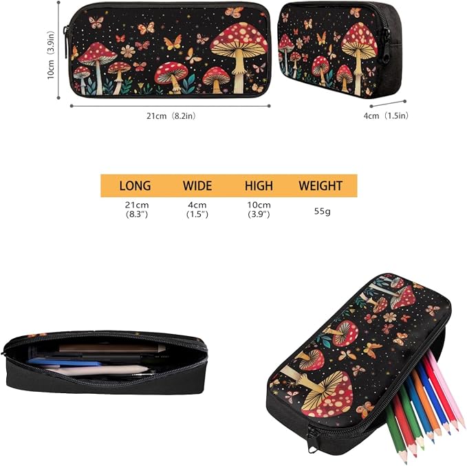 Coloranimal Butterfly Mushroom Backpack Set School Bag with Mini Lunch Bag Pencil Case Set School Backpack for Boys Girls Kids Elementary Middle School Back to School Gifts - Image 4