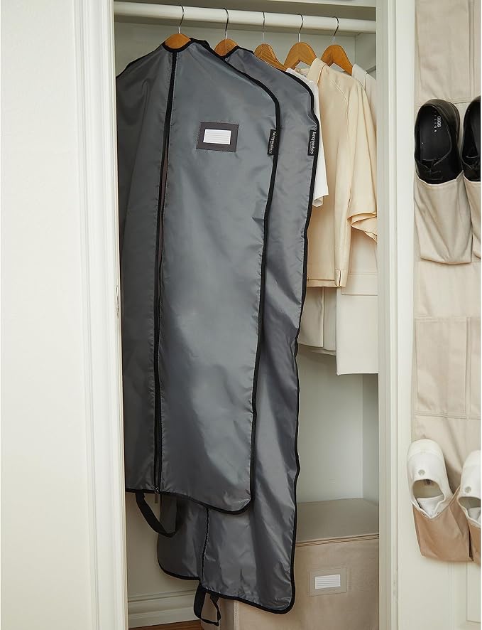 Covermates Keepsakes Garment Bag Set for Closet Storage and Travel – Breathable Suit and Dress Bags with ID Window and Carrying Handles – Heavy-Duty Hanging Wardrobe Protection Set, Grey - Image 6