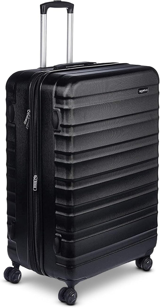 Amazon Basics 30" Hardside Large Checked Luggage, Hardshell Suitcase With Four Multi-directional Wheels, Expandable For Up to 15% More Space, Scratch-Resistant Shell, Black by AmazonBasics