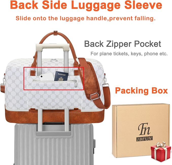 IBFUN Weekender Bags for Women, 21" Weekender Travel Bag, Travel Duffle Bag with Shoe Compartment Carry on Overnight Duffel Bag for Weekend Travel Business Trip, 3PCS - Image 5