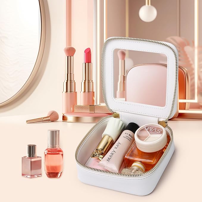 Pinkmik Mini Clear Makeup Bag, White, MINI | Small Size, Zipper Closure, Cosmetic & Toiletry Case, Purse Organizer, Car Essentials - Image 4
