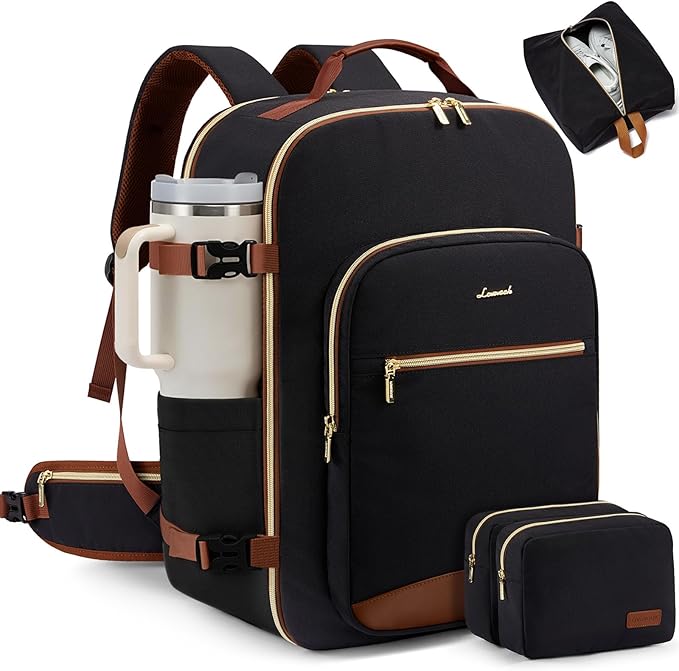 LOVEVOOK 56L Travel Backpack for Women & Men, Airline Approved Carry On Luggage with 3 Packing Cubes, TSA Overnight Bags, Waterproof Personal Item Bag, Weekender Essentials Backpacks fits 17" Laptop by LOVEVOOK