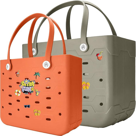 2-Pack Large Beach Bags XL & M Waterproof Tote, Sandproof, Washable- Essentials: Pool, Boat, Sports, Groceries by Unknown
