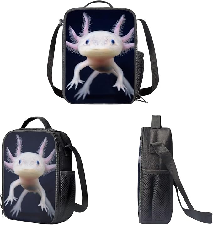 Girls Boys School Backpack with Lunch Box Pencil Case Comfy Padded Lightweight Axolotl Backpack Set Kids Cute Bookbag Insulated Lunch Bag Student Large Capacity Daypack 17 Inch - Image 4