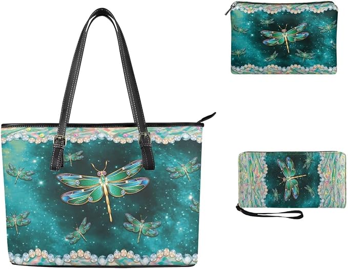 Women Purse Handbags Wallet Sets Leather Shoulder Tote Bag for Women,Top Handle Purse with Wrist Wallet Bag - Image 3