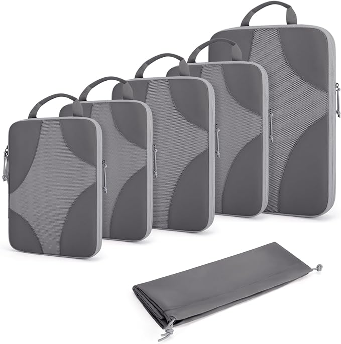 Bagsmart Compression Packing Cubes, Travel Bag Cruise Ship Essentials | Lightweight, Compressible Suitcase Organizer Set fit Standard Carry-On & Checked Luggage, 6 Set, 14 Set Washable Packing Bags by BAGSMART