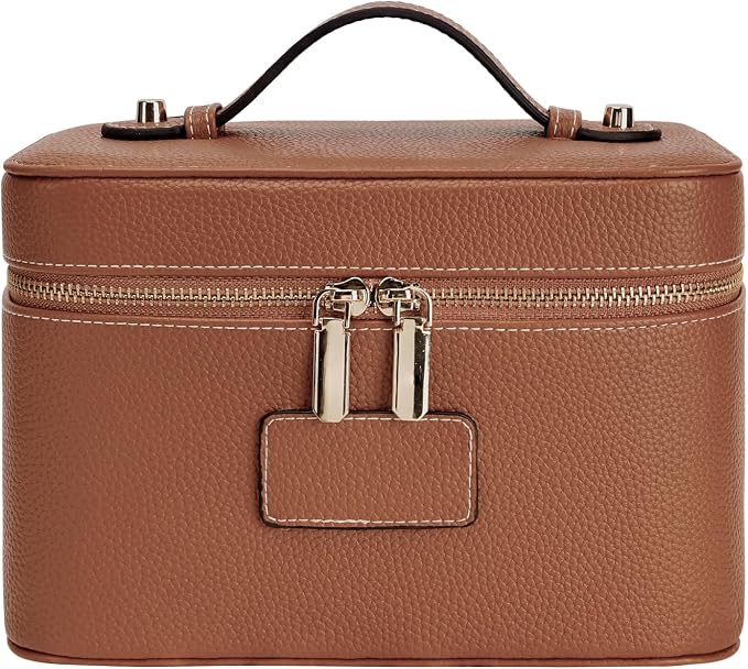 Makeup Case for Women, Leather Makeup Bag Cosmetic Case with Removable Divider, Large Capacity Waterproof Portable Travel Toiletry Make up Organizer Case by idoltimes
