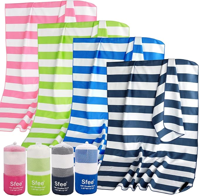 Sfee 2 in 1 Microfiber Beach Towel, Quick Dry Towel Camping Towel Travel Towel Super Absorbent Compact Lightweight Sports Gym Towels Set for Beach, Gym, Hiking, Pool, Backpacking, Bath, Yoga by Sfee