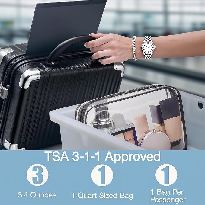 100 Pcs Clear Makeup Bags Bulk-Graduation Dad Mon Gifts Bag Tsa Approved Toiletry Bag for Travel Transparent Cosmetic Bag PVC Waterproof Travel Small Pouches with Zipper for Men and Women (Black) - Image 4