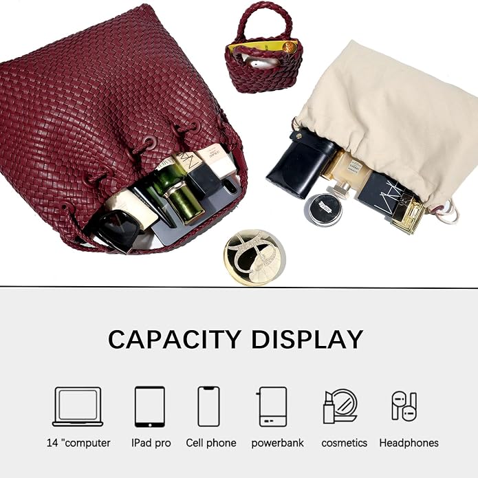 JINMANXUE Woven Purse for Women, Beach Hobo Shoulder Bag, Top-handle Tote Handbag, Shopper Underarm Satchel for Work Travel | Spacious Lightweight - Image 4