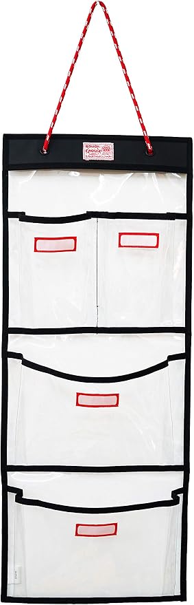 Rough Enough Locker Organizer Hanging Accessories Storage Organization with 4 Pockets for Work Door Gym Wall Clear PVC by REROUGHENOUGH