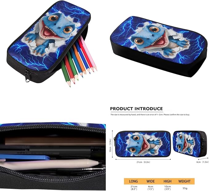Big Eye Dinosaur Backpack for Kids Boys Backpack with Lunch Box Water Bottle Pouch and Big Pencil Case Pouch 4PCS Set Bookbag with Compartments 17 inch Study School Bag Kids Gifts - Image 5