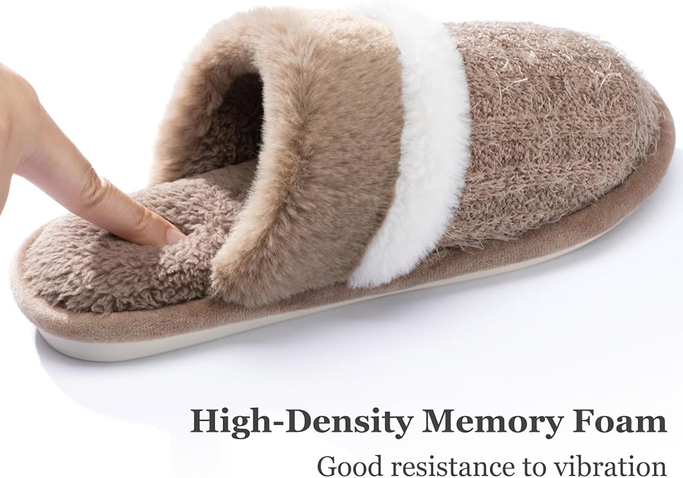 MAXTOP Womens Cozy Memory Foam Slippers Soft Warm Slip On Faux Fur House Slippers,Anti-Skid Rubber Sole,Creative Gifts for Women Mom Girlfriend