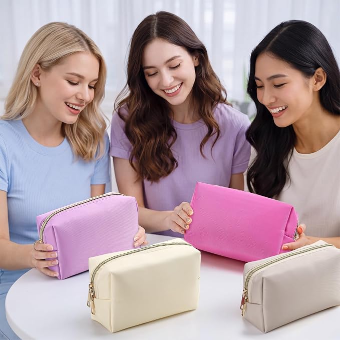 Kigeli 12 Pcs Nylon Makeup Bag Bulk Cosmetic Pouches Preppy Cosmetic Bag for Women Waterproof Travel Zipper Organizer Little Outdoor Accessory Makeup(Nylon, Foam,Soft Color) - Image 5