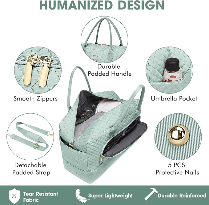 Travel Duffle Bag Weekender for Women - Carry-On Overnight Bag Personal Item Bag with Shoe Compartment & Wet Pocket Large Weekend Tote Bags with Toiletry Bag Hospital Bags for Labor and Delivery - Image 3