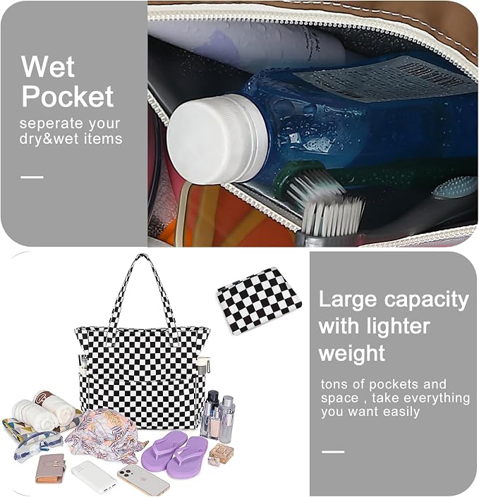 Bluboon Waterproof Beach Tote Pool Bags for Women Ladies Extra Large Carry On Bag With Wet Compartment for Weekender Travel - Image 4