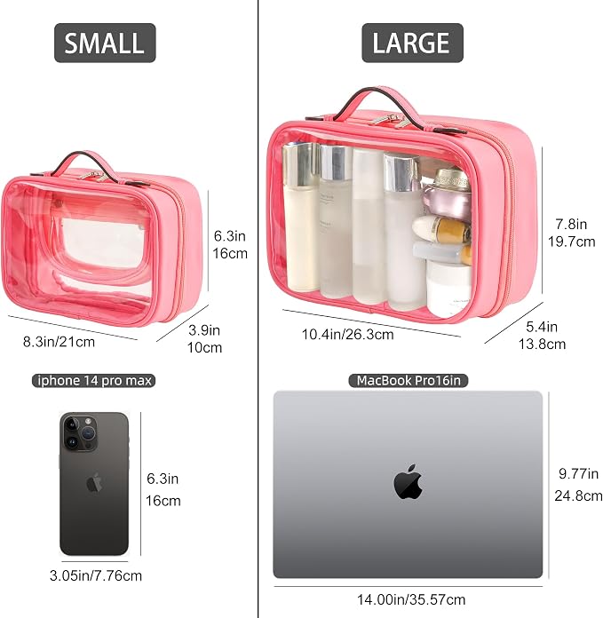Veki Transparent Makeup Bag Travel Cosmetic Bags Case Waterproof Toiletries Bag Large Capacity Open Storage Bags Organizer With Zipper, Portable Make Up Organizer for Women and Girls - Image 3