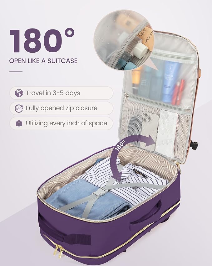 LOVEVOOK 50L Travel Backpack Flight Approved Carry on Backpack,3 Packing Cubes,Waterproof Personal Item Travel Bag,TSA Carry on Luggage Suitcase Travel Essentials,Gifts for Women & Men,fits 18" Laptop - Image 2