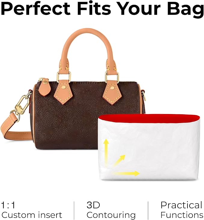 Tote Bag Organizer Insert for LV Speedy Nano Handbag,Custom Fit Inside Premium Rogue Coeur Lightweight WaterResistant Purse Insert - Image 3