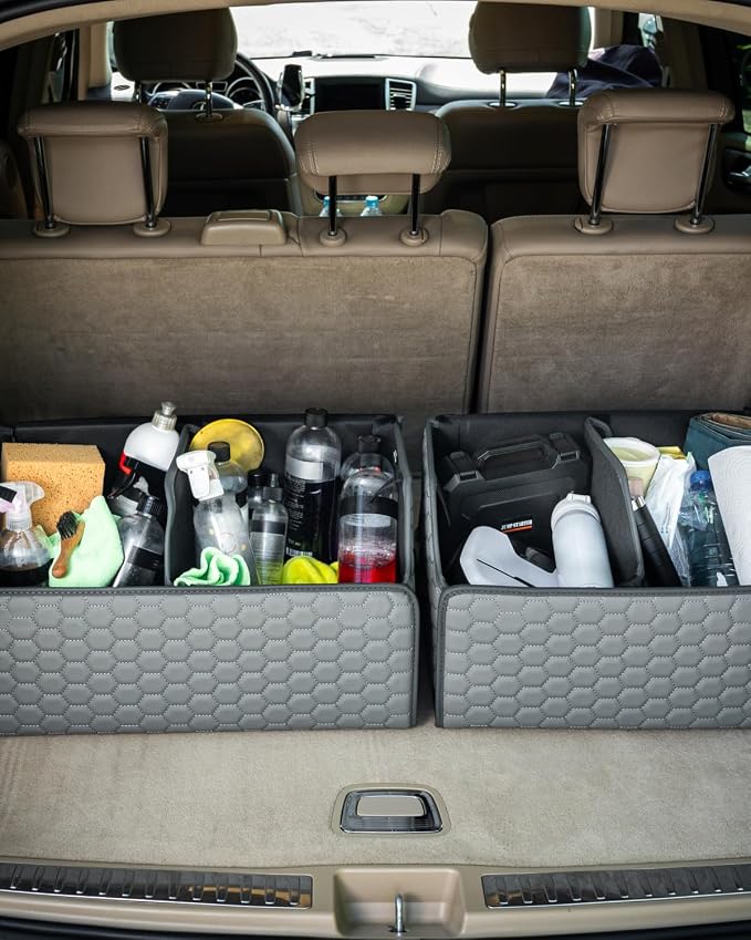 Owleys Foldable Trunk Organizer For Car - Trunk Organizers Car Storage - Collapsible Auto Trunk Organizer With Lid - Small And Large Cargo Organizer - Trunk Organization (Gray 21) - Image 7