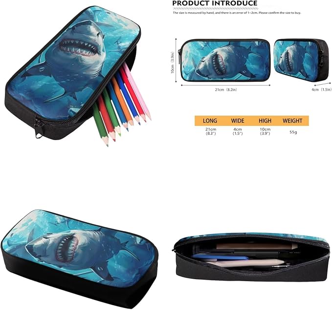 Shark Backpack for Boys Kids Backpack with Lunch Box Water Bottle Carrier and Large Pencil Case 4PCS Set Bookbag with Compartments for School Teens 17 inch Sturdy School Bag for Girls - Image 6