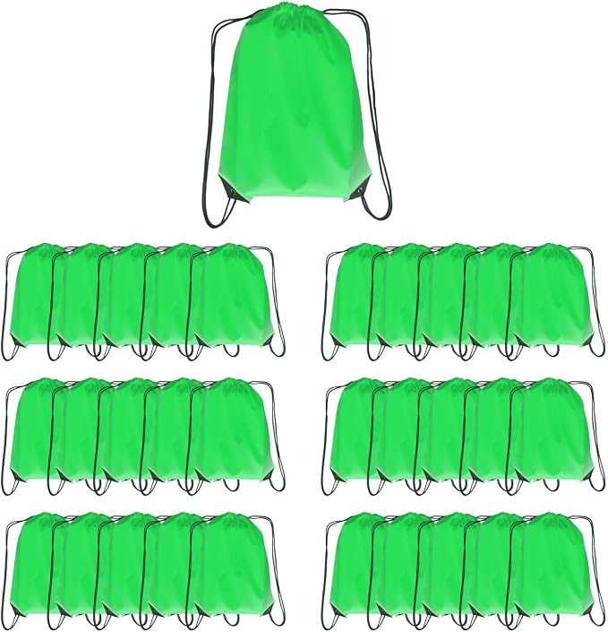 Drawstring Backpack Bulk 30 packs Draw String Backpack Bags DIY Gym Sports trip Traveling Yoga ride Pedestrianism Cinch Bag Sackpack Drawstring (green) by Unknown