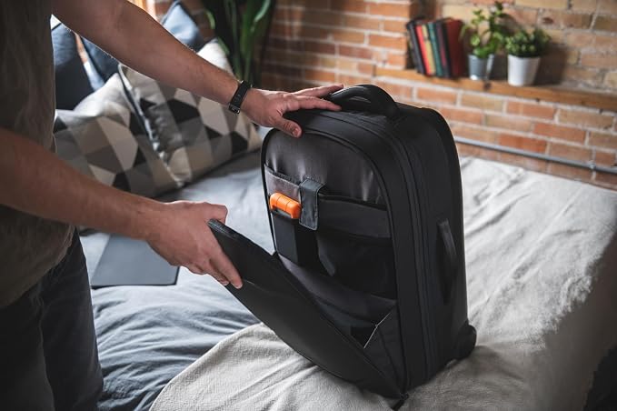 NOMATIC Navigator Carry-On 37L w/ 8L Built-In Expansion - Anti-Theft Carry-On for Airplane Travel - Premium Hardshell Roller Luggage, 17" Laptop Compartment, Black - Image 8