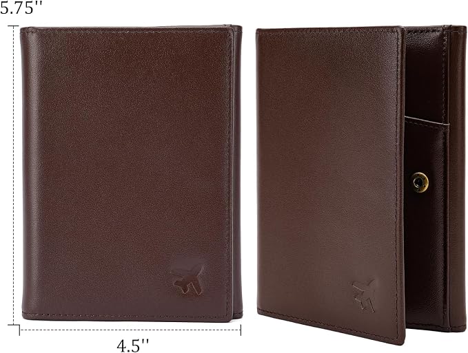 Polare Napa Leather Pilot Wallet Passport Holder RFID Blocking Tri-fold Travel Cover Document Organizer for Aviation Professionals (Coffee with AirTag Slot) - Image 4