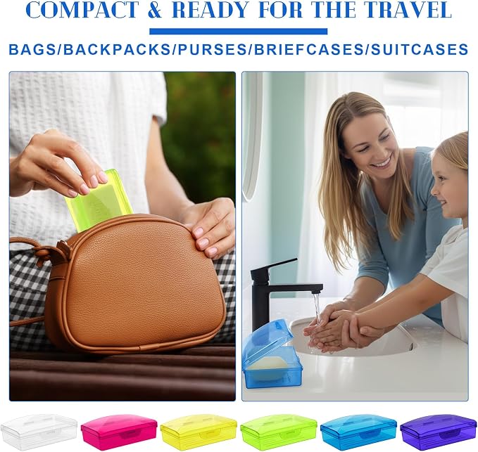 Reallnaive 24 Pcs Travel Soap Container Portable Plastic Soap Boxes Bulk with Lid Homeless Donations Bulk Gym Shower Tour Groups Hotel Outdoor Camping (Mixing Colors) - Image 5