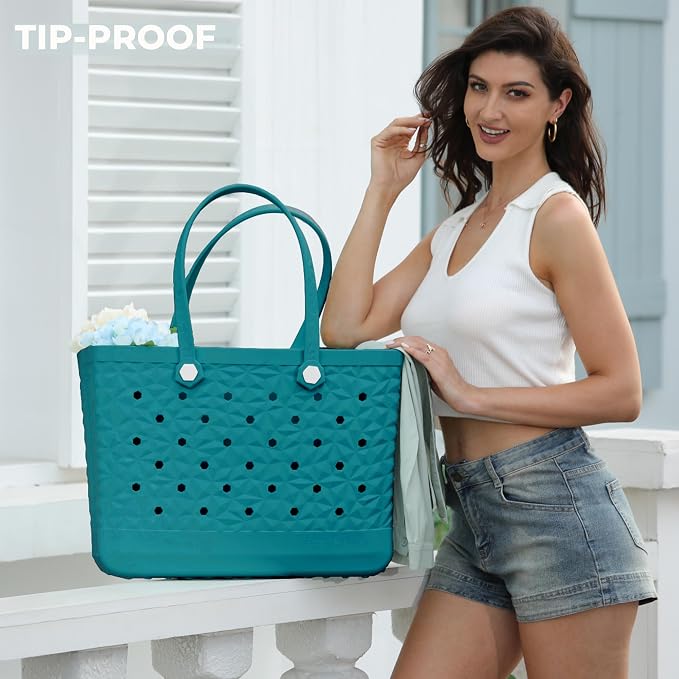 Rubber Beach Tote Bag Waterproof Tip-Proof Outdoor Tote Bag for the Beach Boat Pool Sports - Image 2