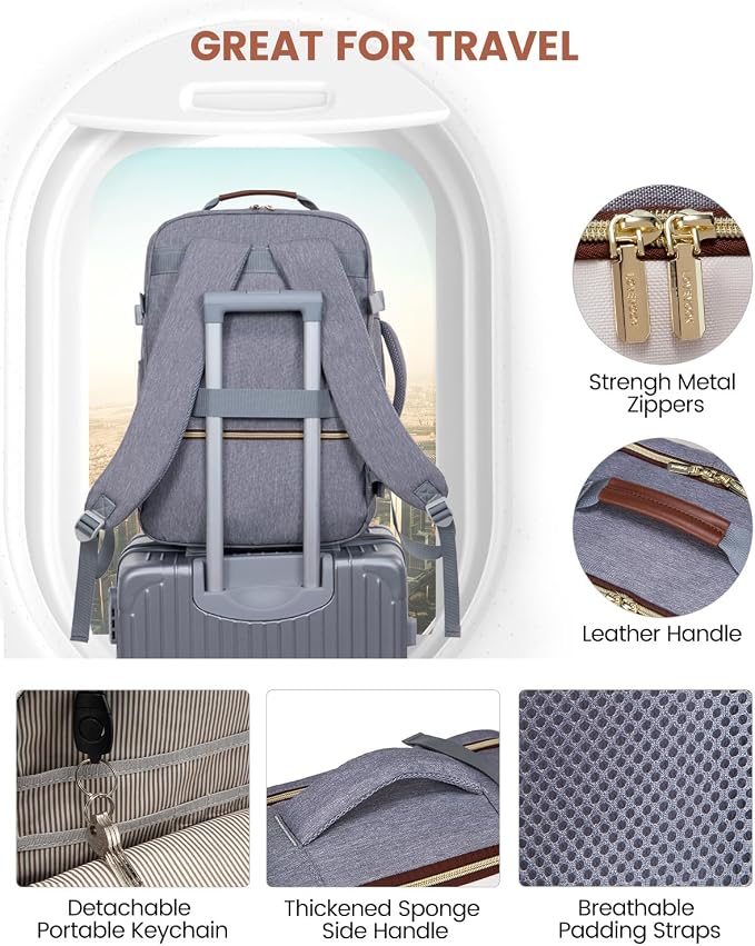 LOVEVOOK 40L Travel Backpack for Women & Men, Airline Approved Carry On Luggage with 3 Packing Cubes, TSA Overnight Bags, Waterproof Personal Item Bag, Weekender Essentials Backpacks fits 17" Laptop - Image 7