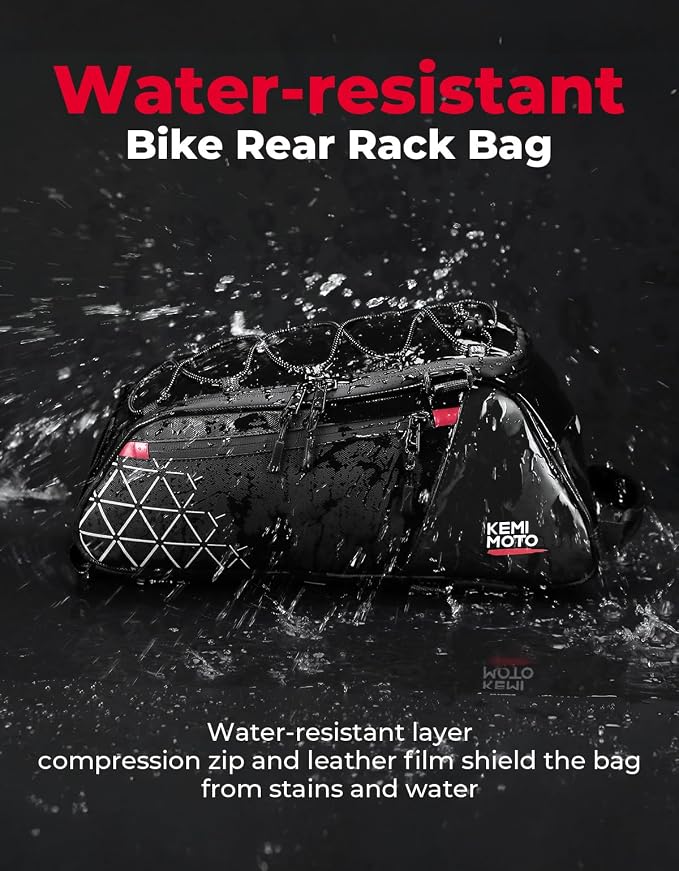 KEMIMOTO 8L Bike Bag with 6L Removable Cooler Bag, Bike Rear Rack Bag PVC Water Resistant Insulated Bag, Bicycle Trunk Pannier with Shoulder for Cycling Ebike Back Seat Storage - Image 4