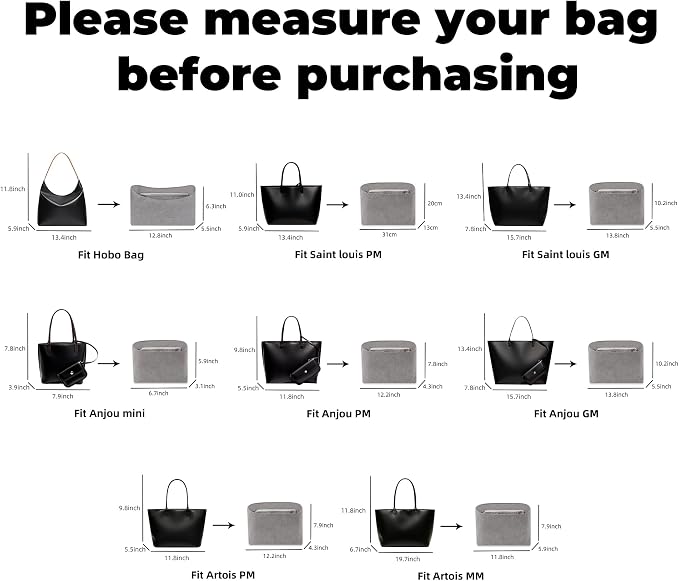 DGAZ Lightweight Purse Organizer Insert for GYARD-Anjou/Artois/SaintLouis Bags,silk and DupontPaper handbag inner for Luxury Bag(Gris Mouette,SaintLouisGM) - Image 2