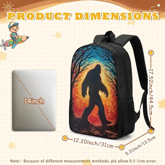 Bigfoot Backpack with Lunch Box Kids Boys 2nd Grade Elementary School Bookbag and Lunchbox Set Age 6-8-10 Starry Night Back Pack 17in 4PCS Preschool Book Bag - Image 4